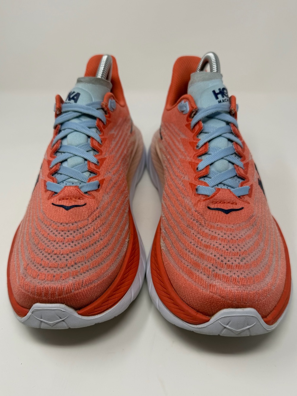 Women’s Hoka Coral and Light Blue Mach Running Shoes Sz. 8.5 - Picture 2 of 12